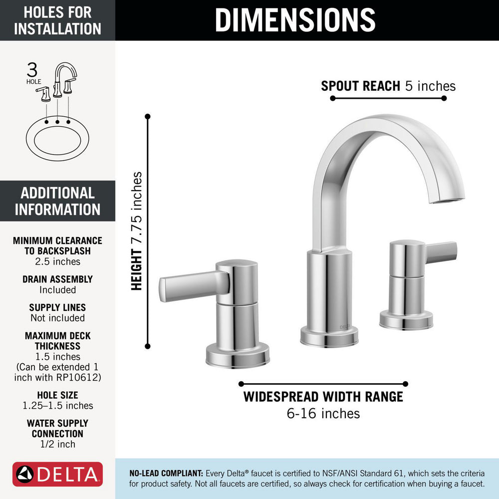 Delta Albion Two Handle Widespread Bathroom Faucet