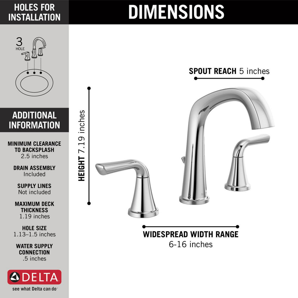 Delta Larkin Two Handle Widespread Bathroom Faucet - 35890LF