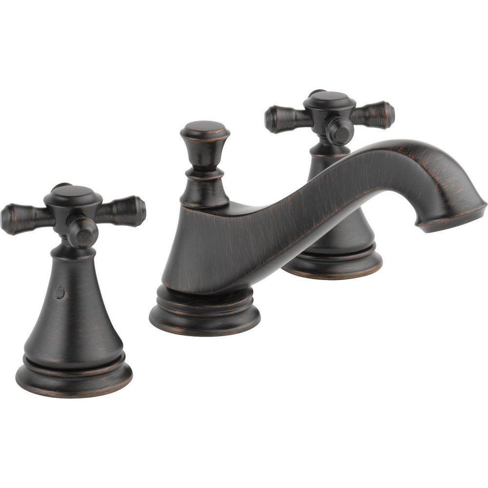 Robinet de salle de bain Delta Cassidy à deux poignées et entraxe large - Bec bas - Sans poignées - 3595LF