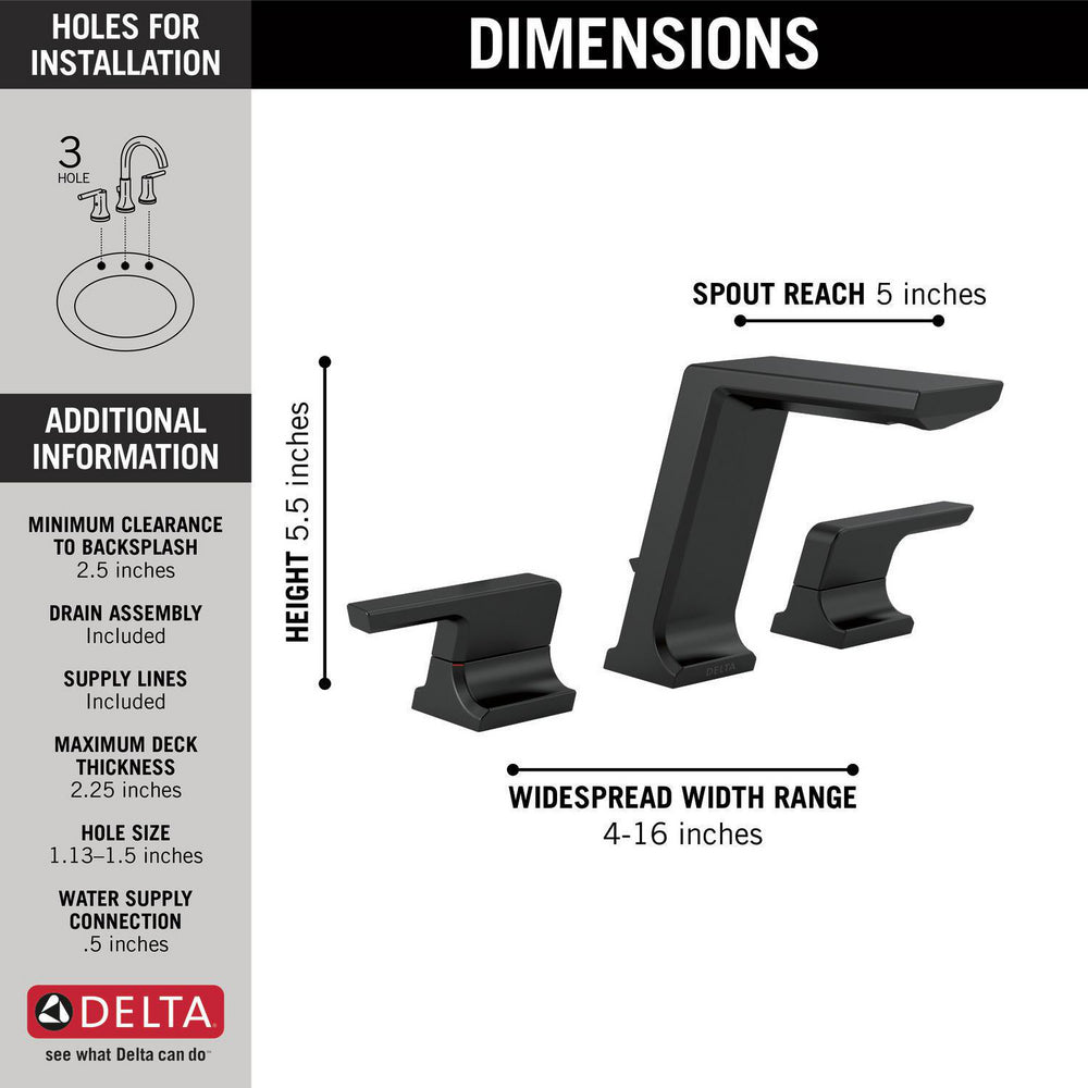 Robinet de salle de bain Delta Pivotal à deux poignées et entraxe large - 3599LF