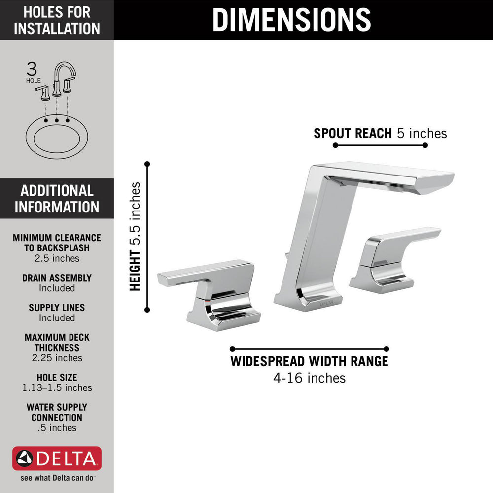Robinet de salle de bain Delta Pivotal à deux poignées et entraxe large - 3599LF
