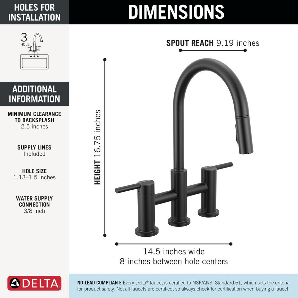 Delta Nicoli Pull-Down Bridge Chrome - 39876LF