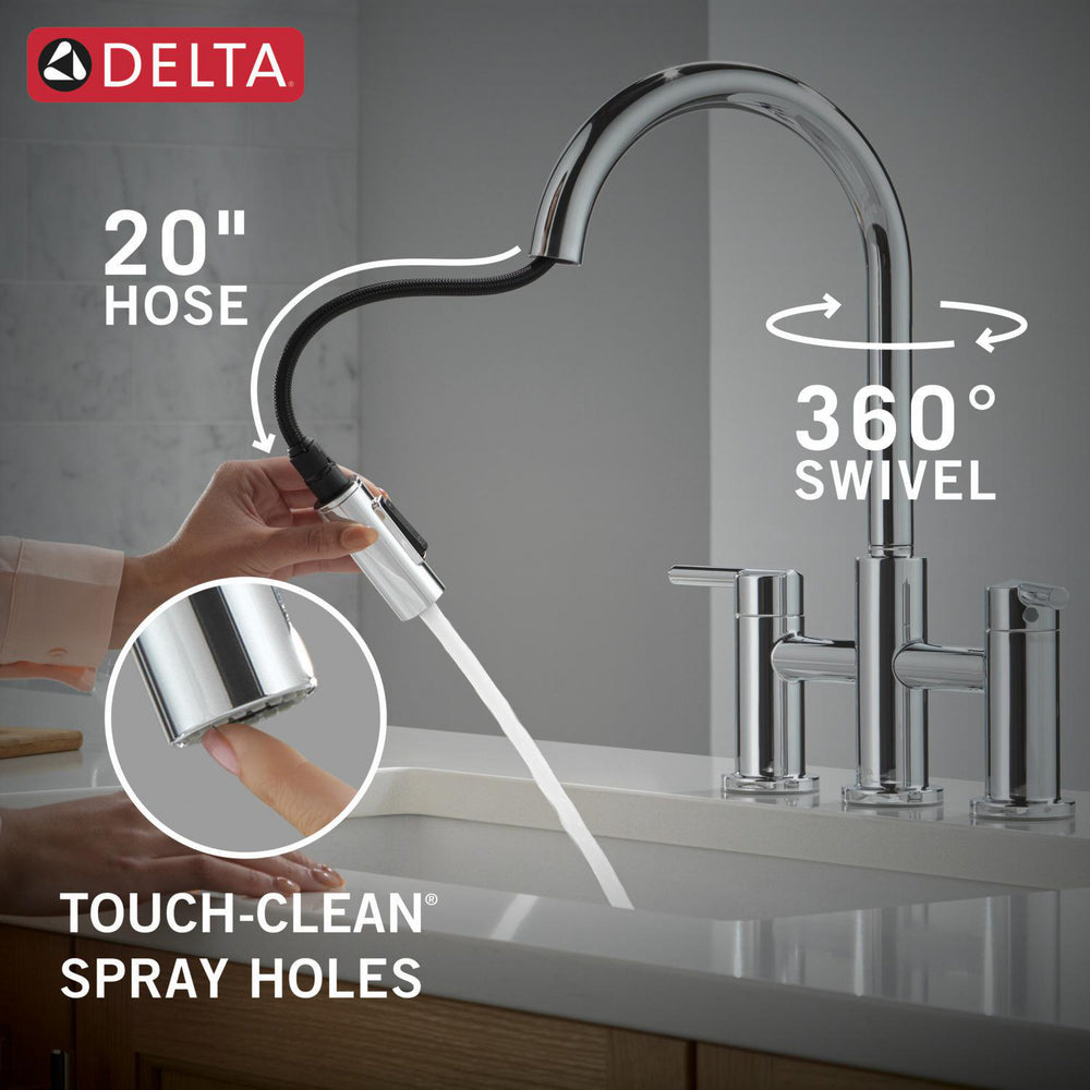 Delta Nicoli Pull-Down Bridge Chrome - 39876LF