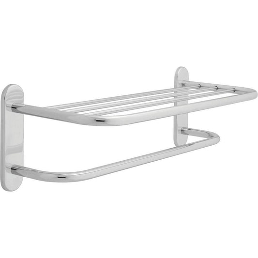 Delta Commercial 24" Brass Towel Shelf with One Bar, Concealed Mounting Polished Chrome