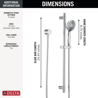 Delta Hand Shower 1.75 GPM w/Slide Bar 4S - 51361