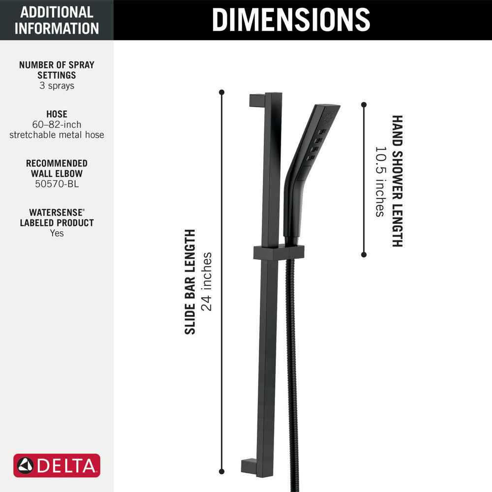 Delta H2Okinetic 3-Setting Slide Bar Hand Shower - 51799