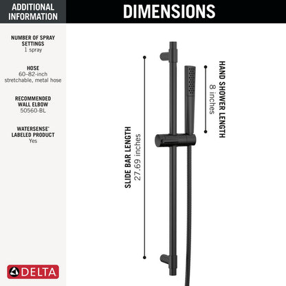 Delta Broderick Premium Single-Setting Slide Bar Hand Shower - 51808