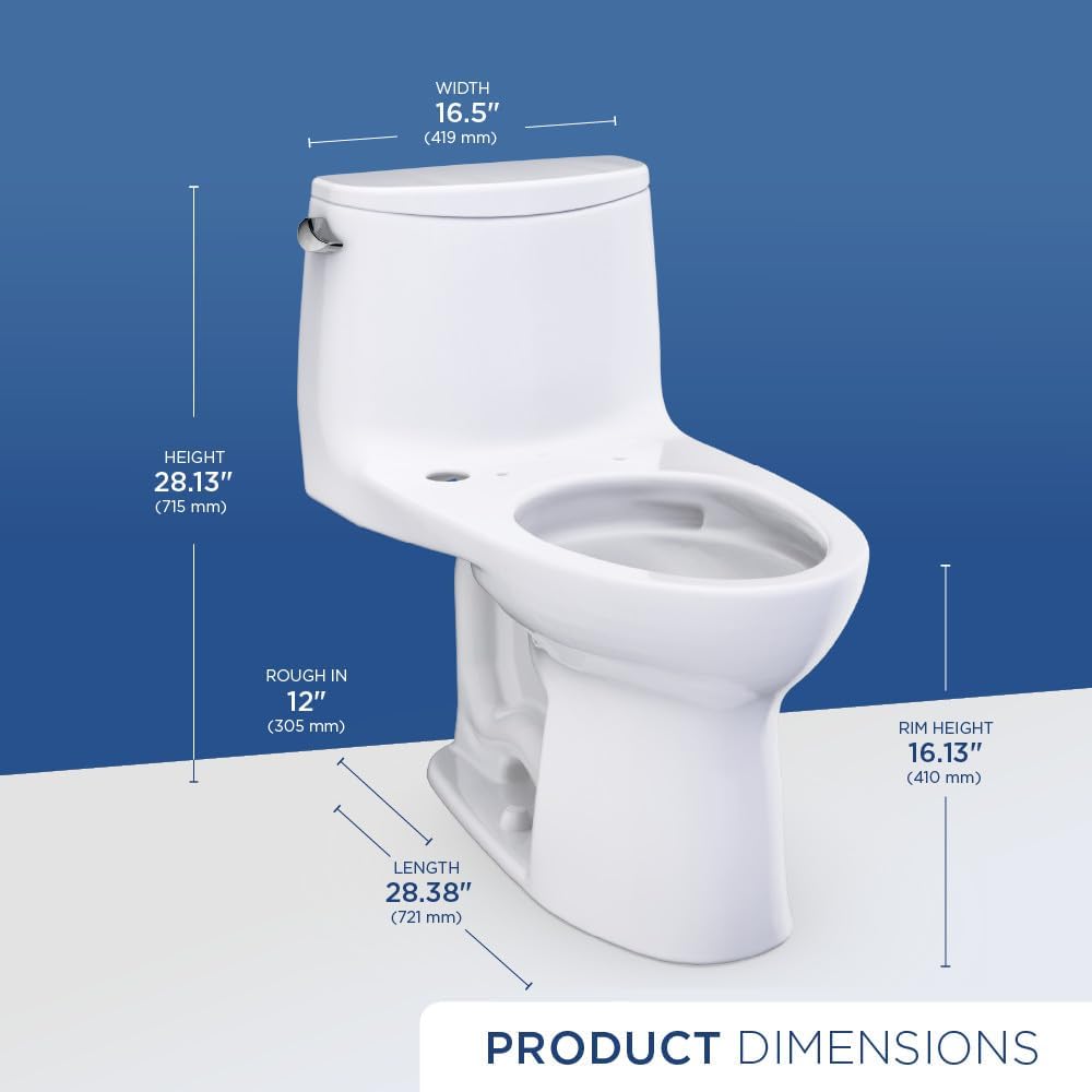 TOTO NEW Ultramax One-Piece Toilet - 1.28 GPF Universal Height Washlet+ Connection Less Seat