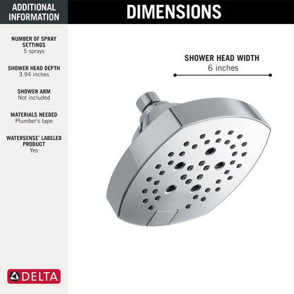 Delta Universal Showering 5-Setting H2Okinetic Shower Head - 52663