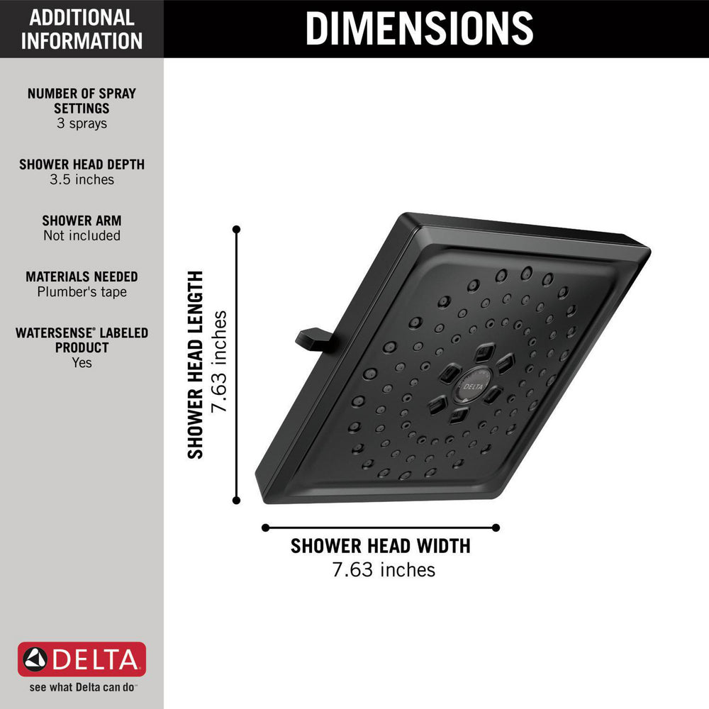 Delta Universal Showering H2Okinetic 3-Setting Raincan Shower Head - 52684