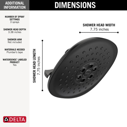 Pomme de douche pluie 3 réglages Delta Universal Showering H2Okinetic - 52686