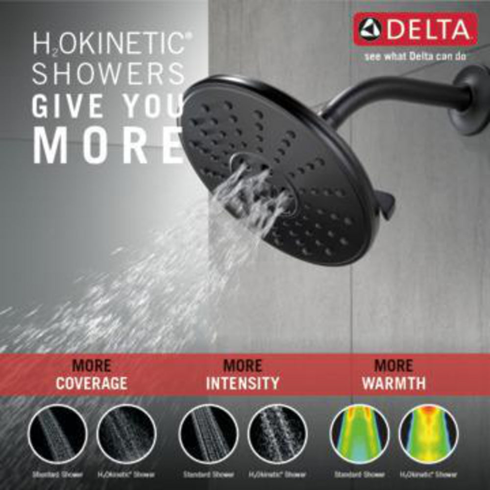 Pomme de douche pluie Delta Universal Showering H2Okinetic à 3 fonctions de 20 cm - 52688