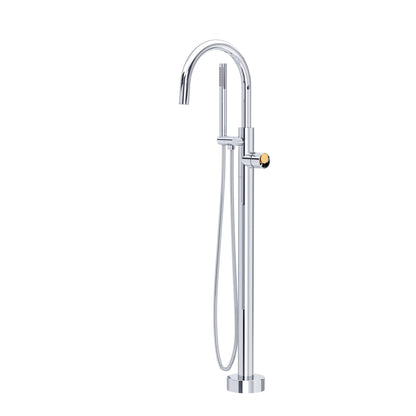Rohl Eclissi Single Hole Floor Mount Tub Filler Trim With C-Spout - TEC06HF1IW