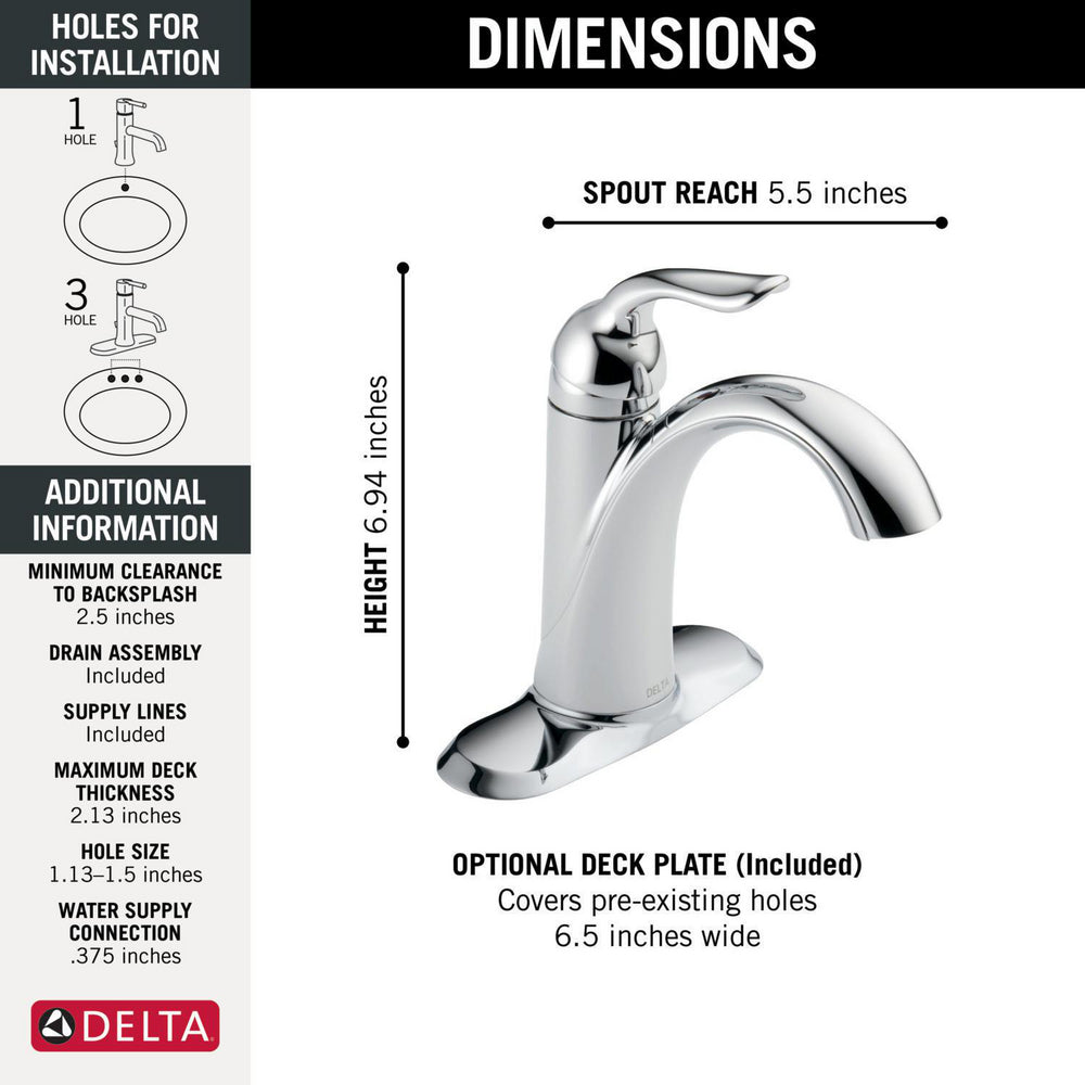 Delta Lahara Single Handle Bathroom Faucet - 538