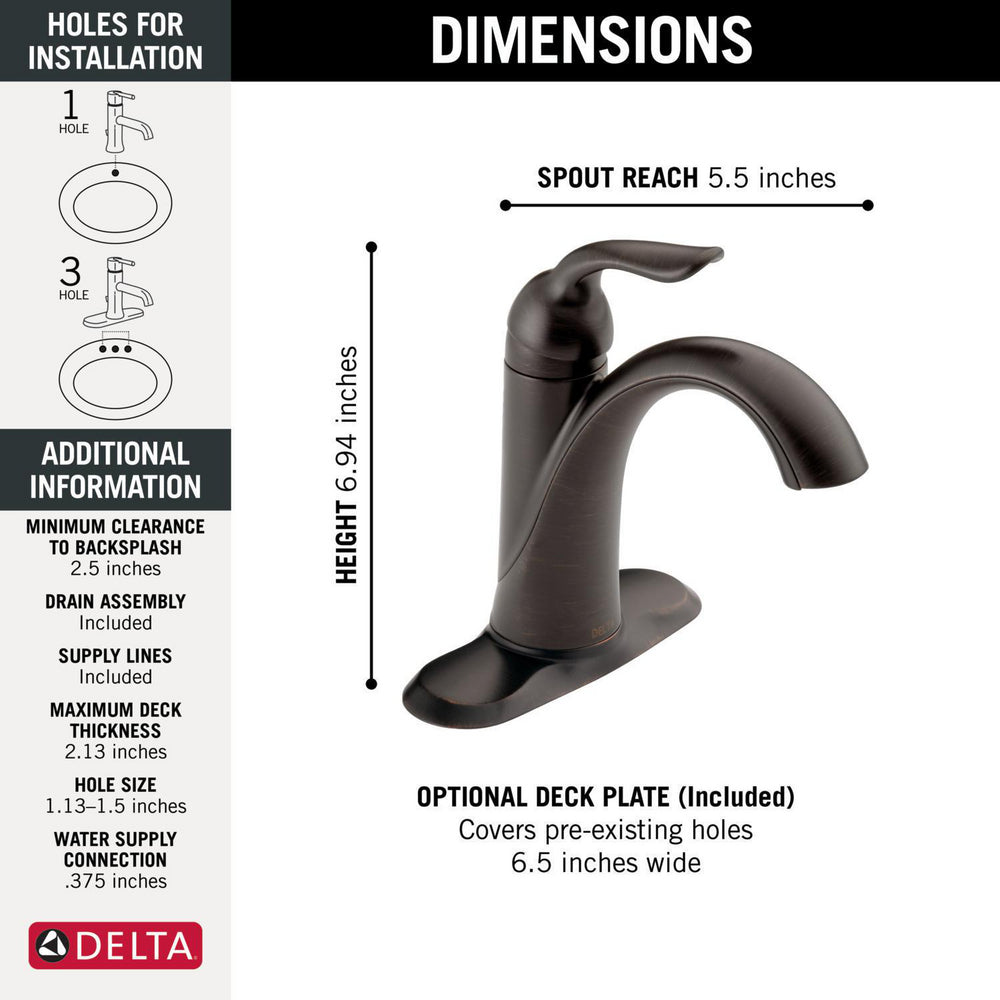 Delta Lahara Single Handle Bathroom Faucet - 538