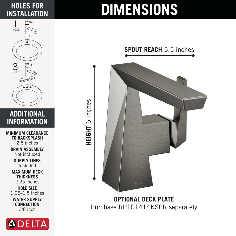 Delta Trillian Single Handle Bathroom Faucet Less Pop-Up Drain