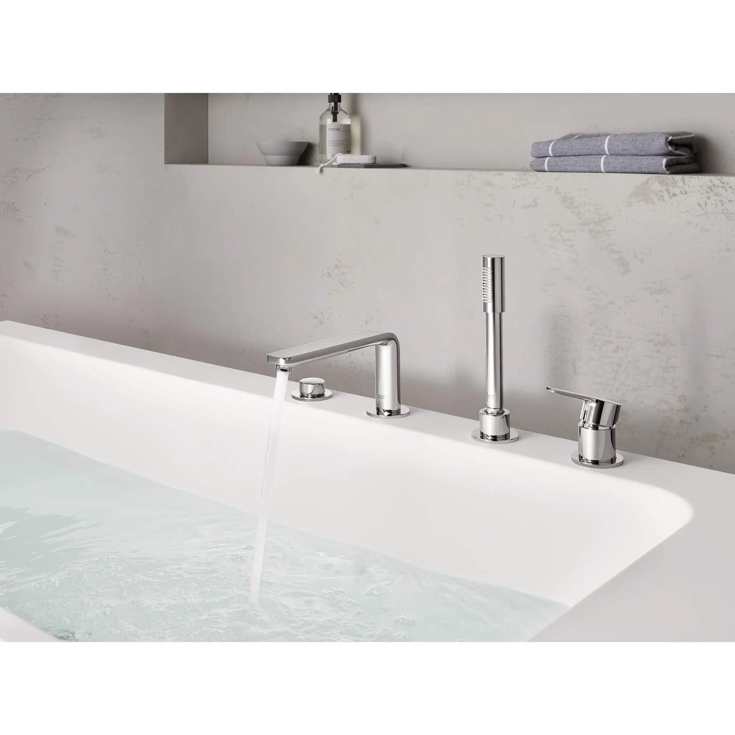 Grohe Lineare 4-Hole Single-Handle Deck Mount Roman Tub Faucet with (1.75 gpm) Hand Shower - 19577