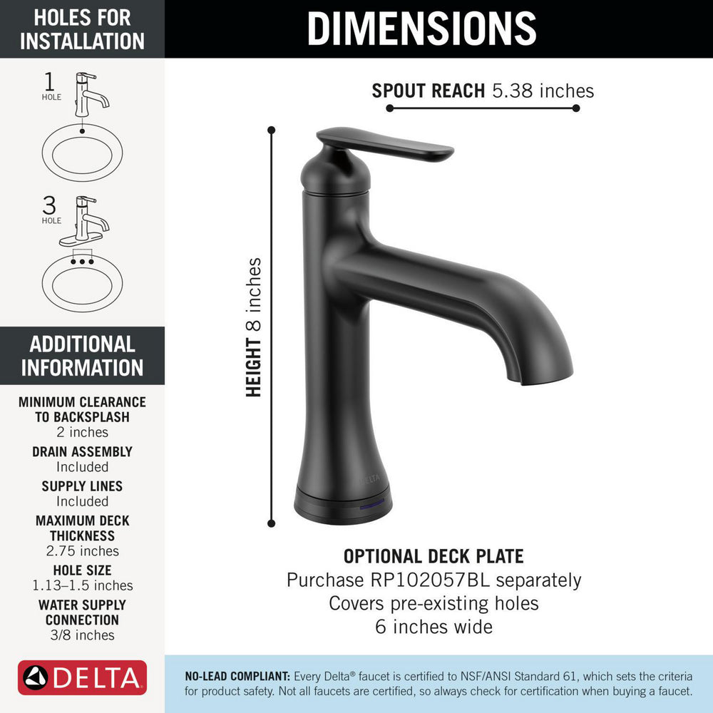 Delta 545T Bonacci Matte Black - specifications