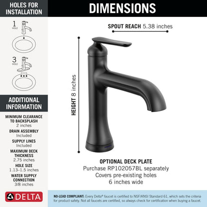 Delta 545T Bonacci Matte Black - specifications