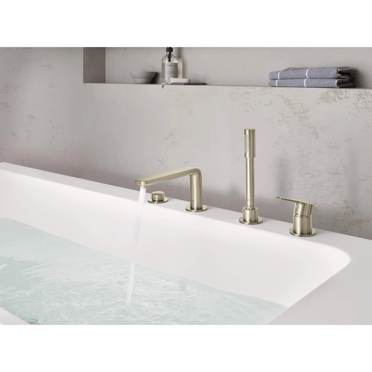 Grohe Lineare 4-Hole Single-Handle Deck Mount Roman Tub Faucet with (1.75 gpm) Hand Shower - 19577