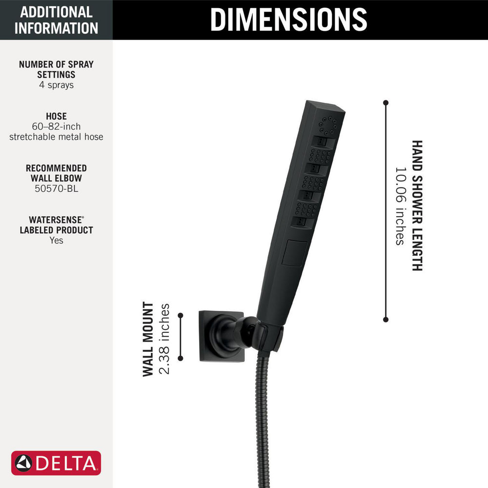 Delta H2Okinetic 4-Setting Wall Mount Hand Shower - 55140