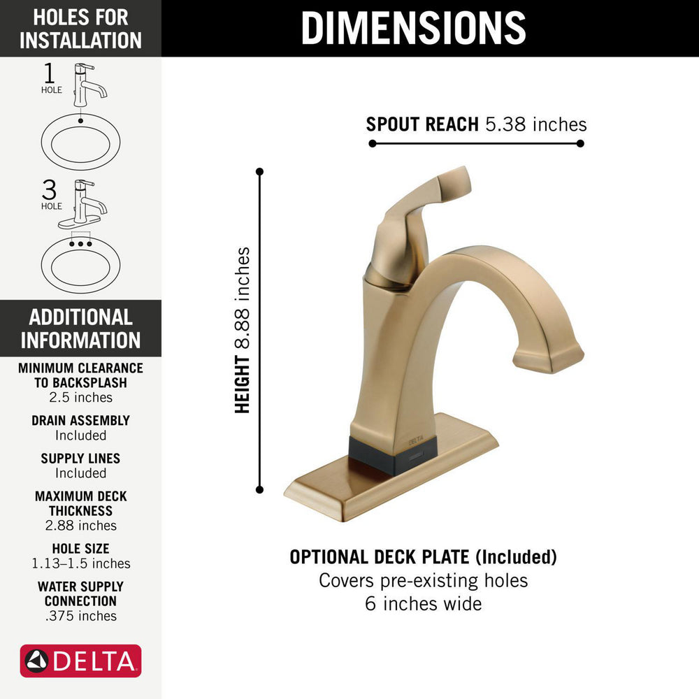 Delta Dryden Touch2O Bathroom Faucet with Touchless Technology - 551T