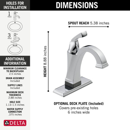 Delta Dryden Touch2O Bathroom Faucet with Touchless Technology - 551T