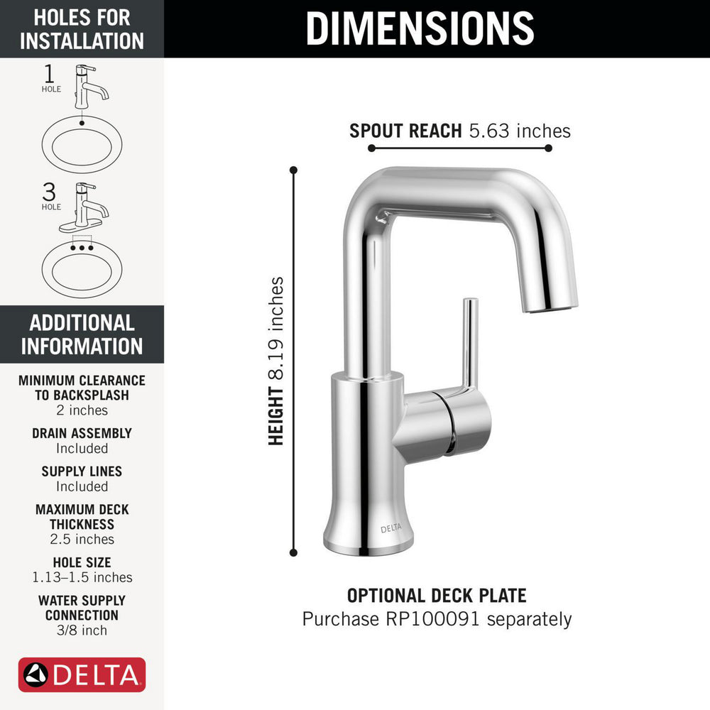 Delta Trinsic Single Handle Bathroom Faucet - 554HAR