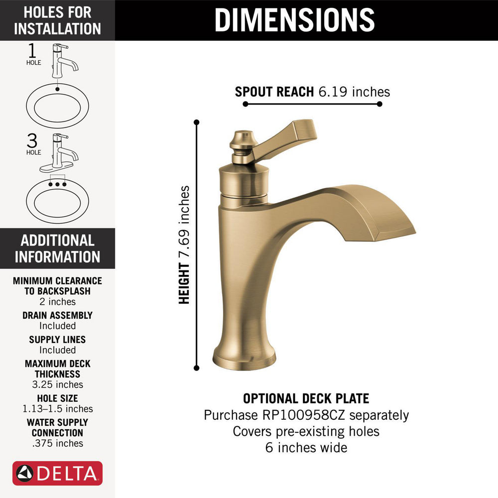 Robinet de salle de bain monotrou Delta Dorval - 556