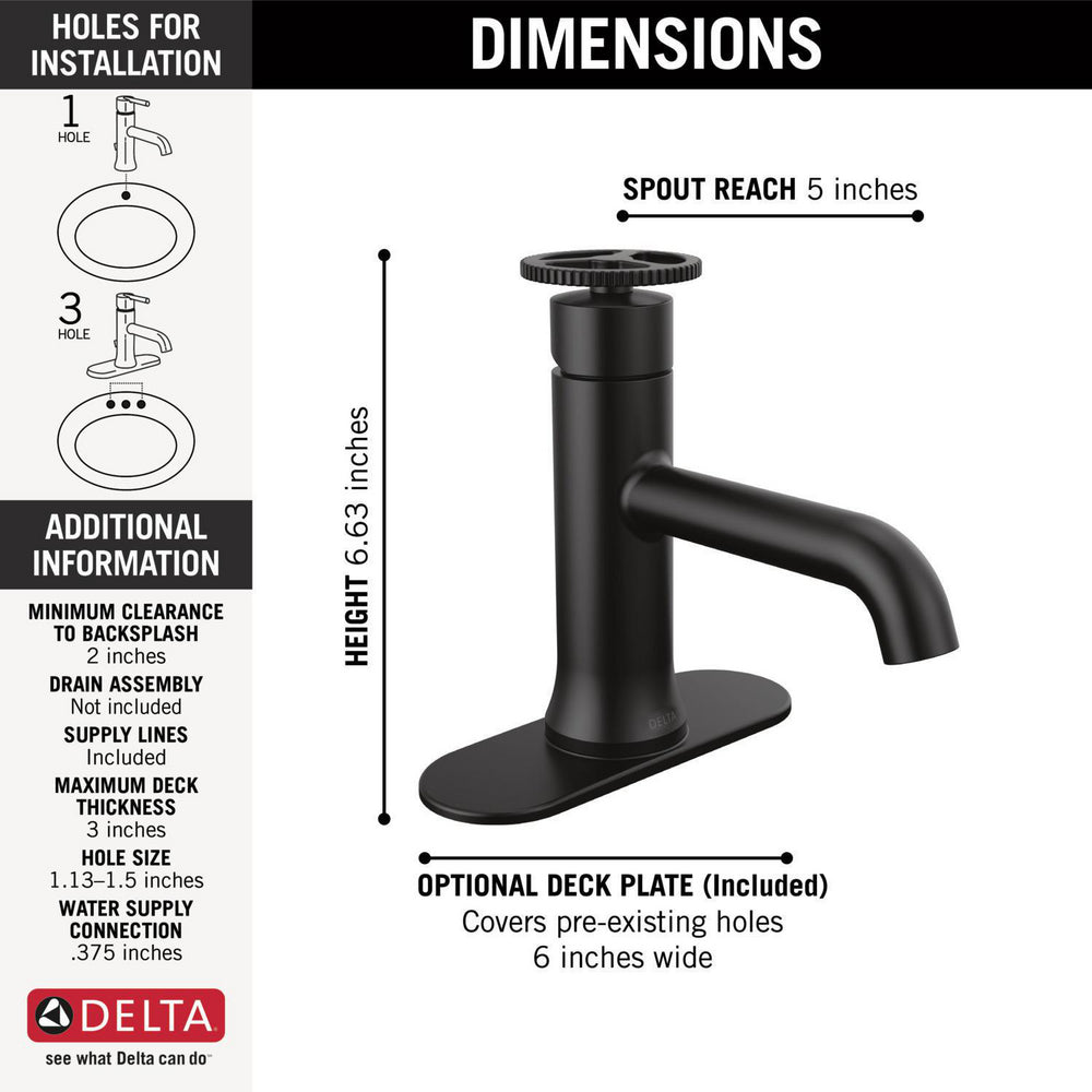 Robinet de salle de bain monotrou Delta Trinsic sans bonde - 558