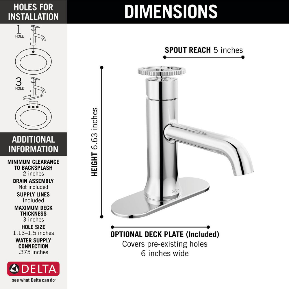Robinet de salle de bain monotrou Delta Trinsic sans bonde - 558