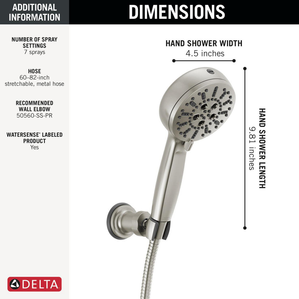Douchette murale Delta 7 fonctions avec jet de nettoyage - 55884