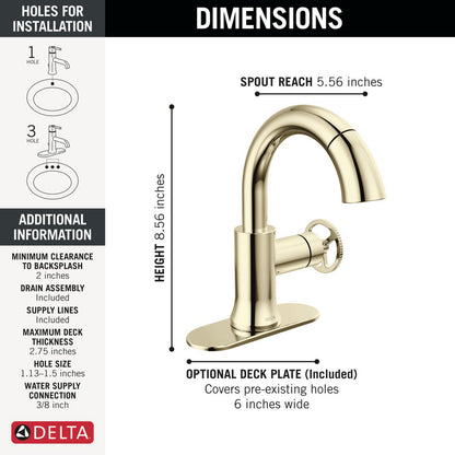 Robinet de salle de bain à poignée unique avec douchette extractible Delta Trinsic - 558HAR-PNPD