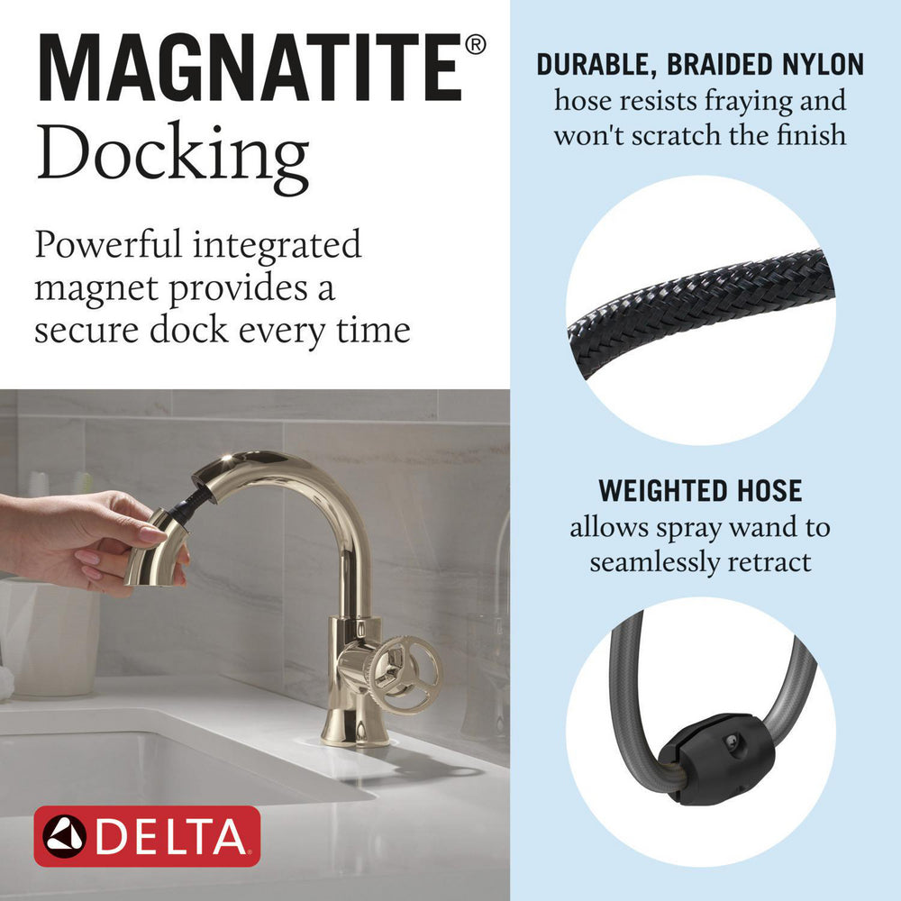 Robinet de salle de bain à poignée unique avec douchette extractible Delta Trinsic - 558HAR-PNPD