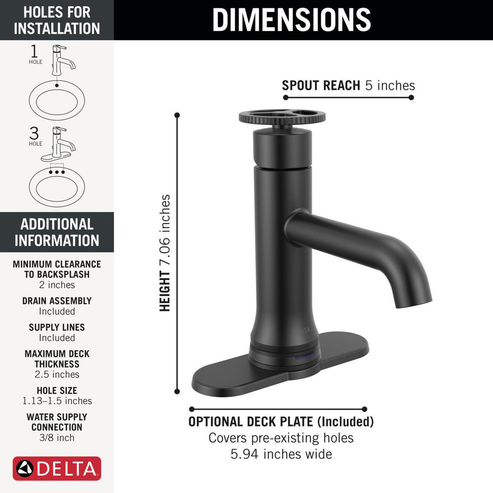 Robinet de salle de bain Delta Trinsic Touch2O avec technologie sans contact - 558T