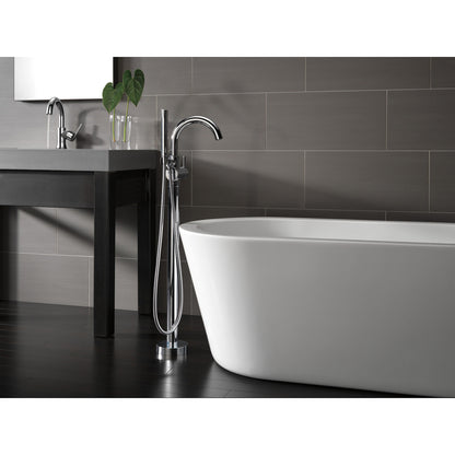Delta Contemporary Floor Mount Tub Filler Trim with Hand Shower - T4759