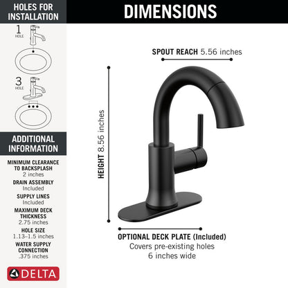 Robinet de salle de bain Delta Trinsic à poignée unique et douchette extractible - 559HAR