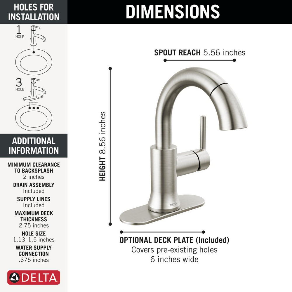 Robinet de salle de bain Delta Trinsic à poignée unique et douchette extractible - 559HAR