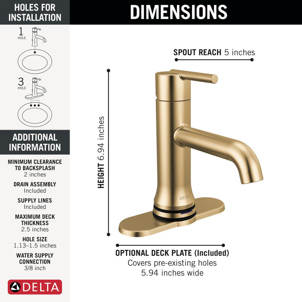 Robinet de salle de bain Delta Trinsic Touch2O avec technologie sans contact - 559TLF
