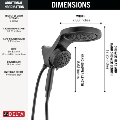 Douche universelle Delta HydroRain à 6 fonctions avec ProClean - 56000