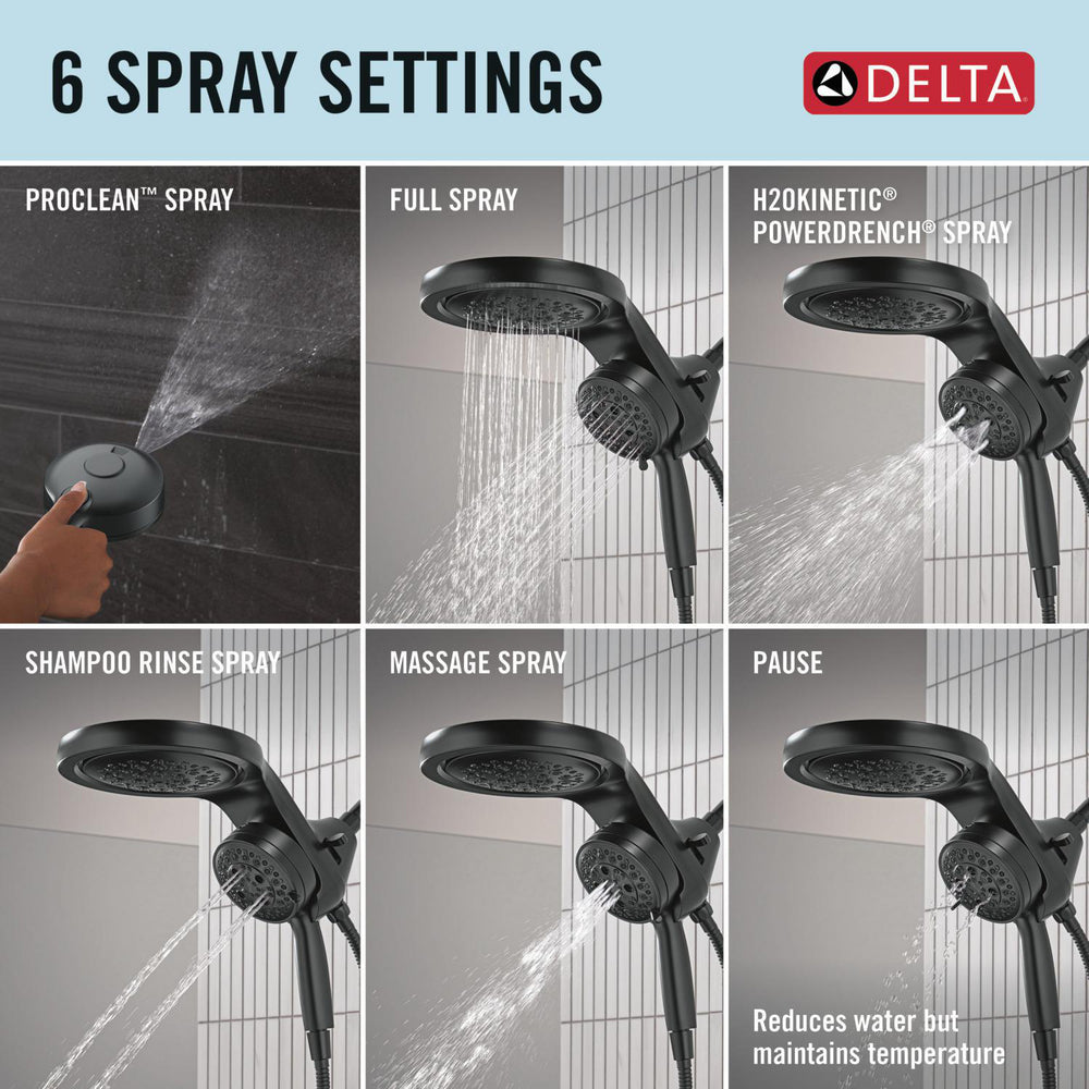 Delta Universal Showering HydroRain à 6 fonctions avec ProClean 1,75 GPM - 56000