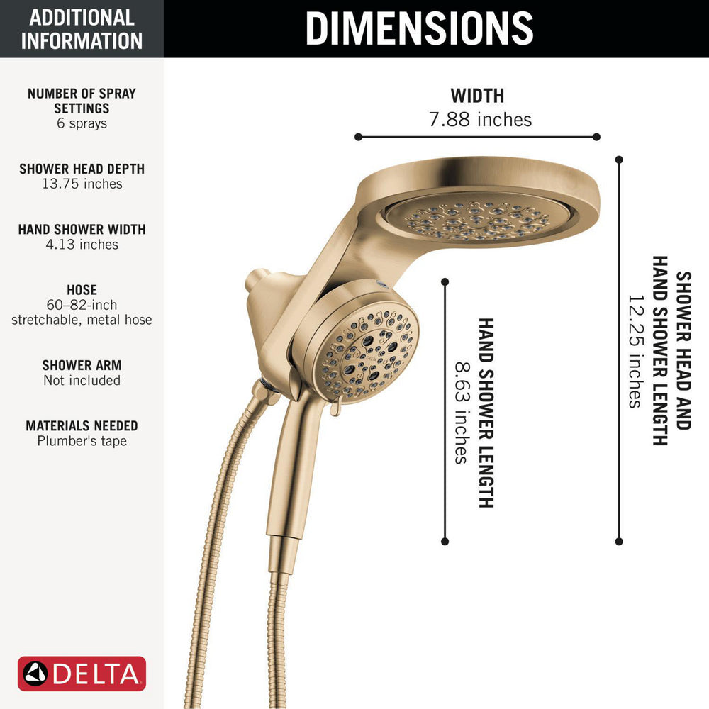 Douche universelle Delta HydroRain à 6 fonctions avec ProClean - 56000