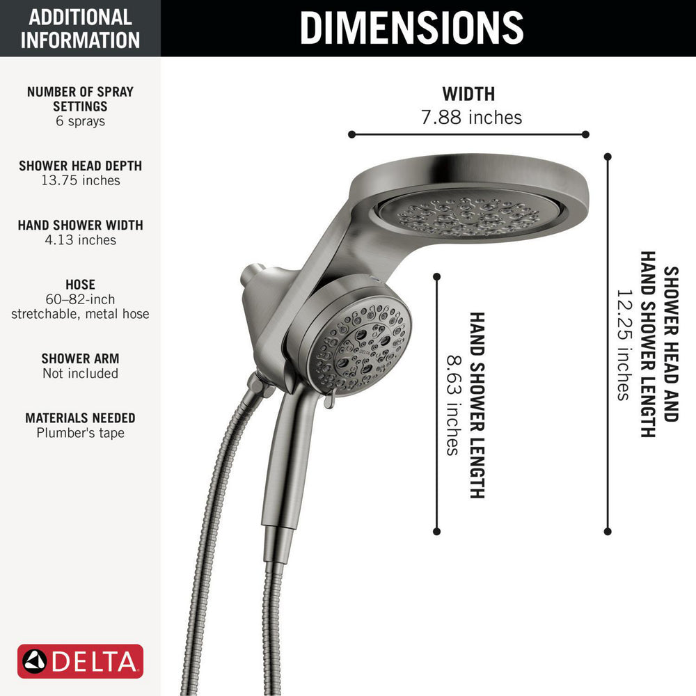 Douche universelle Delta HydroRain à 6 fonctions avec ProClean - 56000