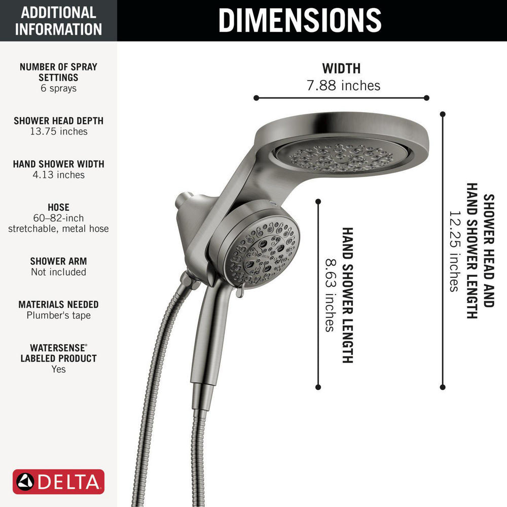 Delta Universal Showering HydroRain à 6 fonctions avec ProClean 1,75 GPM - 56000
