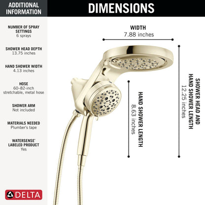 Delta Universal Showering HydroRain à 6 fonctions avec ProClean 1,75 GPM - 56000