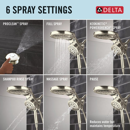 Delta Universal Showering HydroRain à 6 fonctions avec ProClean 1,75 GPM - 56000
