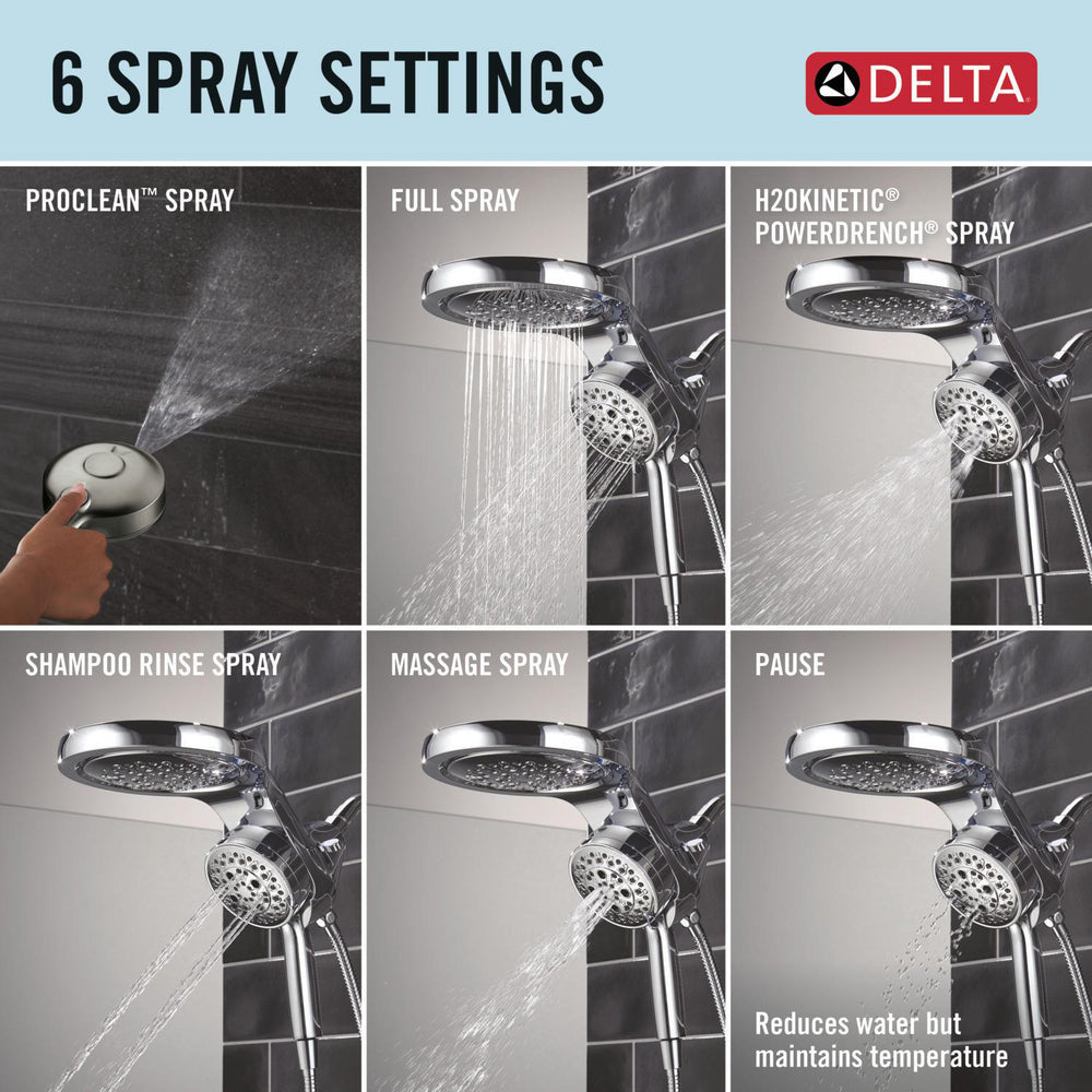 Delta Universal Showering HydroRain à 6 fonctions avec ProClean 1,75 GPM - 56000