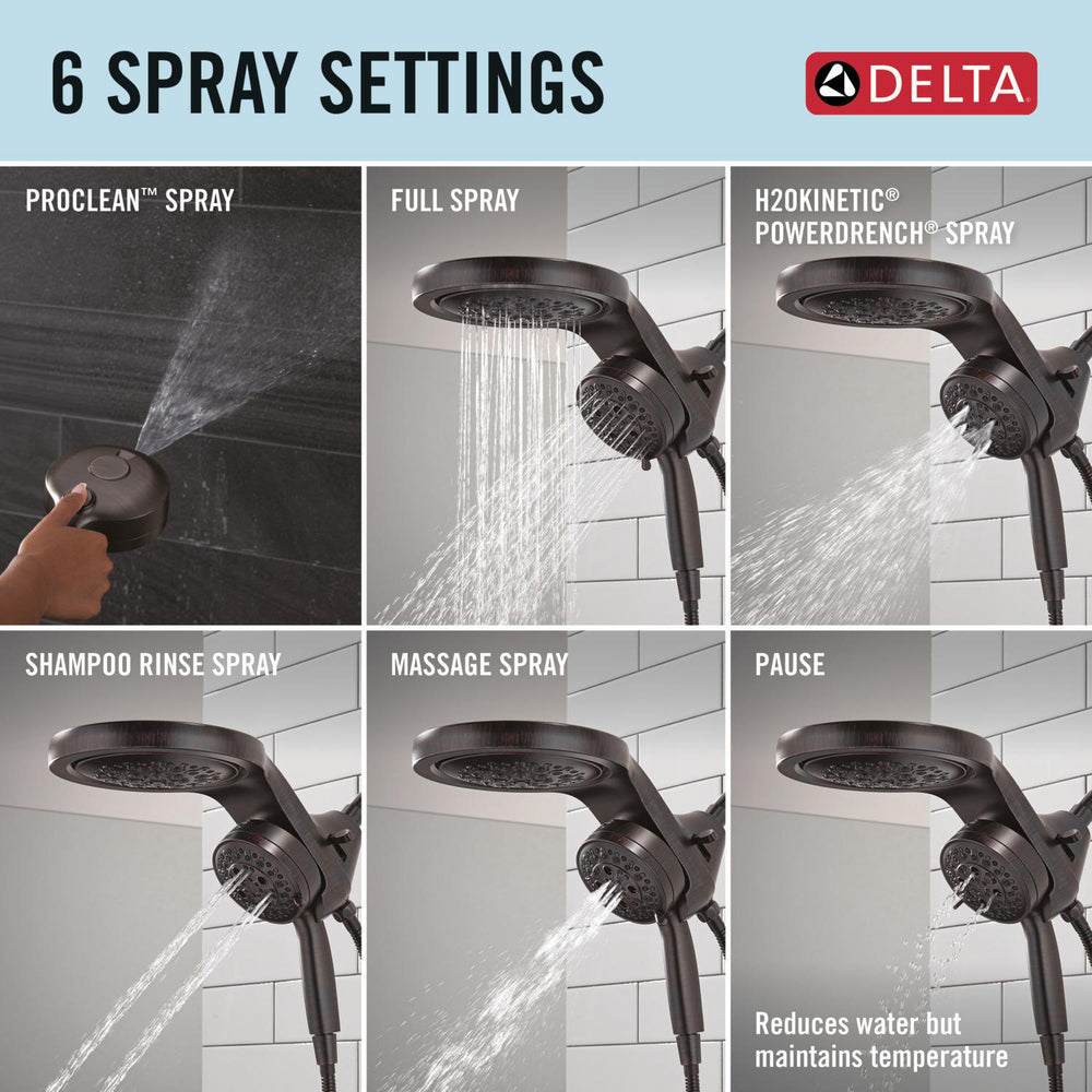 Delta Universal Showering HydroRain à 6 fonctions avec ProClean 1,75 GPM - 56000