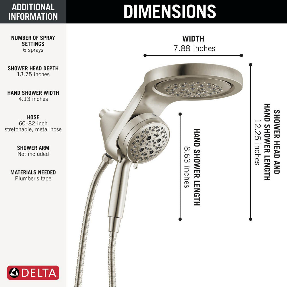 Douche universelle Delta HydroRain à 6 fonctions avec ProClean - 56000
