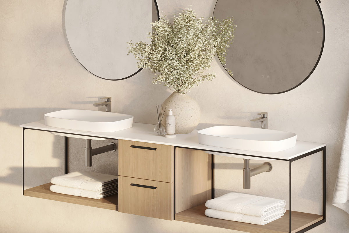 Aquabrass Xpress Must 56014 bathroom setting - Brushed Nickel PVD